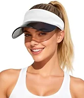 JANETSHATS Transparent Sun Visor Hat for Women Men - UPF 50+ Clear Brim Adjustable Drawstring for Golf Tennis Pickleball Hiking