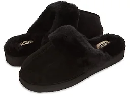 Floopi FLOOPI-407-BLK-6 6 Womens Vegan Leather EVA Scuff Slipper Black