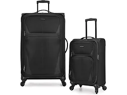 U.S. Traveler Aviron Bay Expandable Softside Spinner Wheels, Black, 2 Piece Luggage