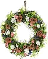 National Tree Company 18 inch Artificial Spring Wood Curl Wreath, Realistic Floral Decoration for Front Door or Indoor Décor