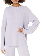 The Drop Women's Alice Crewneck Back Slit Ribbed Pullover Sweater, Dusty Purple, XL