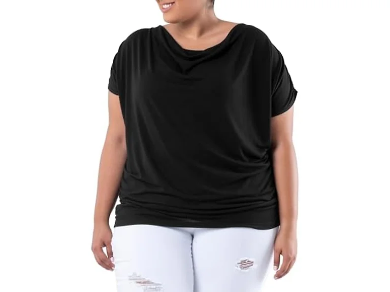 Wright's Women (1X) Jersey Knit Top Black
