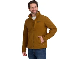 Reebok Mens Mock Neck Zip-Up Grid Polar Fleece Shell Jacket, Timber, L