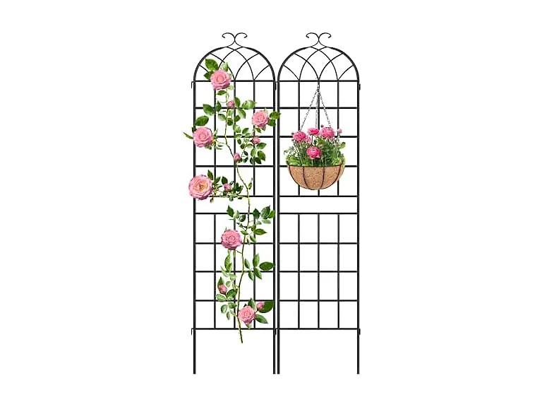 LZRS 83x20in Rustic Iron Arch Garden Trellis