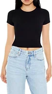 Forever 21 Cropped Rib-Knit Tee Black Medium