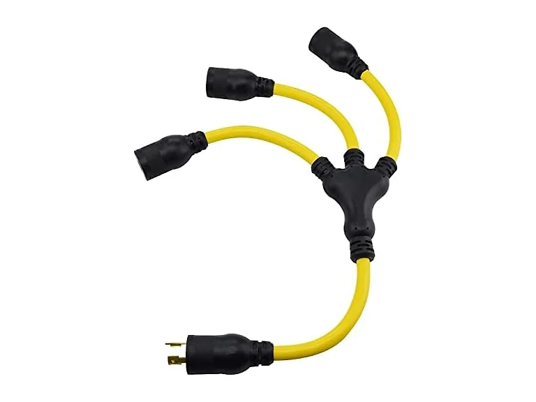 Clear Power 20A 2ft, 3 Outlet Generator Splitter
