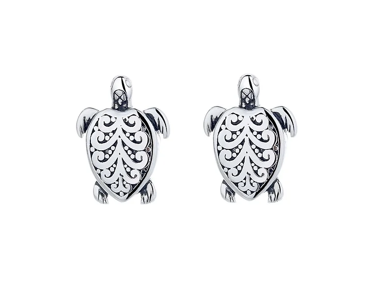 Sterling Silver Artisan Turtle Studs