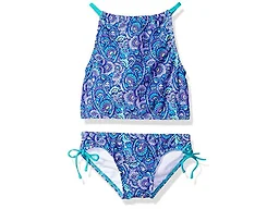 Kanu Surf Girls' Big Sundance Paisley Tankini Beach Sport 2-Piece Swimsuit, Purple, 14