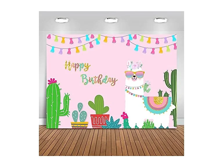Mocsicka Llama Happy Birthday Backdrop