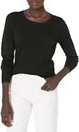 Amazon Essentials Women's Long-Sleeve Lightweight Crewneck Sweater, Black, X-Small