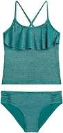 Sparkle Solid Flounce Tankini