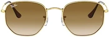 Ray-Ban RB3548 001/51 51 51-21-145 Ray-Ban Rb3548 Hexagonal Sunglasses Gold/Clear Gradient Brown