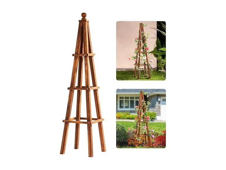 Idzo Acacia Wooden Obelisk Plant Trellis