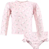 Hudson Baby Unisex Baby Swim Rashguard Set, Dainty Flower Pink, 9-12 Months