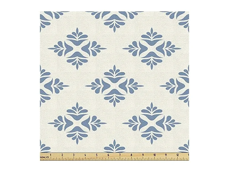 Ambesonne Geometric Fabric by The Yard, Abstract Leaves