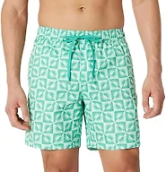 Amazon Essentials Men's Swim Trunks with Mesh Lining, Pockets, Drawstring Closure, Light Blue Mint Green Sun Geo, XX-Large