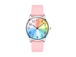 Letoff Classic Analog Watch Rainbow Dial with Arabic Numerals, with Pink Band, Water Resistant 30M, White Dial