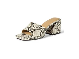 Amazon Essentials Women's Platform Mule Sandals with Sturdy Block Heel, Grey Faux Snakeskin, 6