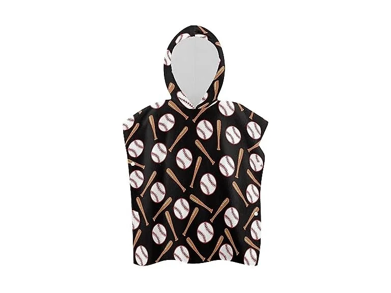 Kids Hooded Bath Towel Large Baseball Soft To
