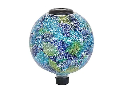 Sunnydaze 10 inch Solar Gazing Ball, Crackled Azul Terra