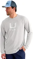 HUK Mens Icon Crew, Long-Sleeve Performance Fishing Shirt, Seagull, XX-Large
