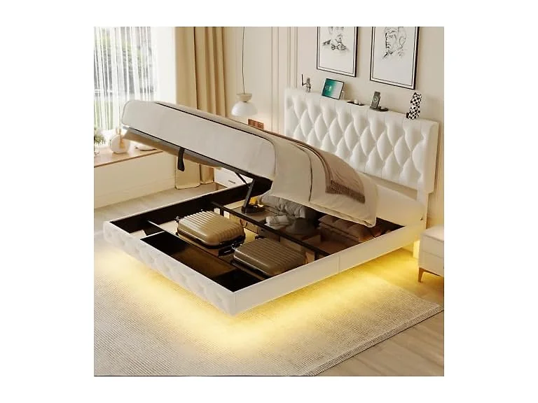 Lift Up Storage Bed Full LED Charging