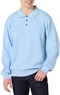 Amazon Essentials Men's Relaxed-Fit Knit Polo Sweater, 100% Cotton, Powder Blue, Medium