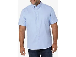 Amazon Essentials Men's Regular-Fit Short Sleeve Stretch Oxford Shirt with Pocket, Powder Blue, XX-Large