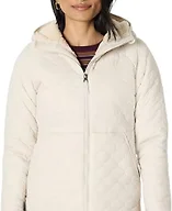 Amazon Essentials Women's Lightweight Quilted Full-Zip Water-Resistant Fleece Sherpa-Lined Hooded Puffer Jacket, Stone, Small
