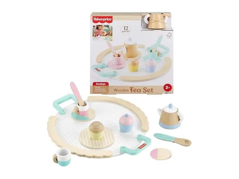 Fisher-Price Wood Pretend Play Toy Tea Set