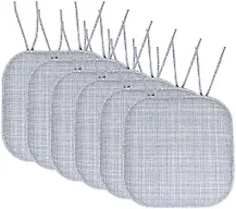 Sweet Home Collection SHC-TIES-CHAIR-PAD-ARIA-SILBLU-6PK 6PK Memory foam chair cuhsions Silver/Blue