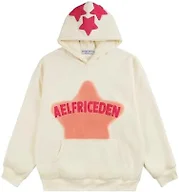 Aelfric Eden Graphic Hoodies for Men Y2K Printed Hoodie Sweatshirt Casual Oversized Long Sleeve Vintage Streetwear Hiphop Hooded Pullover Beige XX-Small