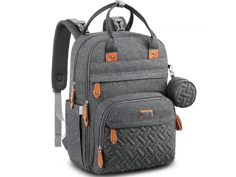BabbleRoo Diaper Bag Backpack, Light Gray
