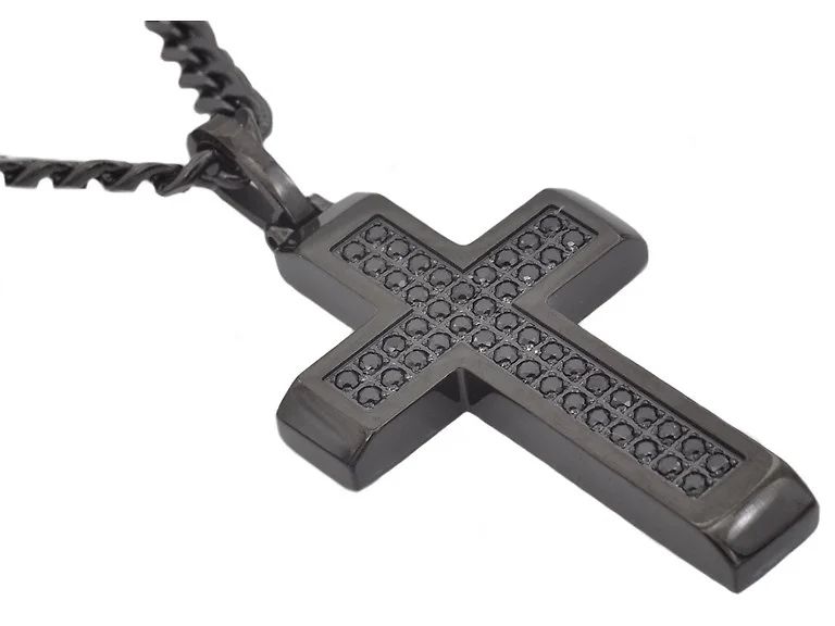 Stainless Steel CZ Cross Necklace
