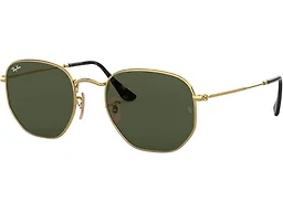 Ray-Ban RB3548N 001 51 51-21-140 Ray-Ban Rb3548n Hexagonal Flat Lens Sunglasses Gold/G-15 Green