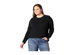 Amazon Essentials Women's Regular-Fit Soft Touch Long-Sleeve Crewneck Sweater, Black, Large