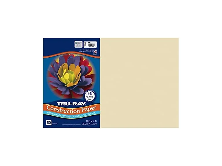 Tru-Ray Construction Paper, Ivory, 12" x 18", 50 Sheets