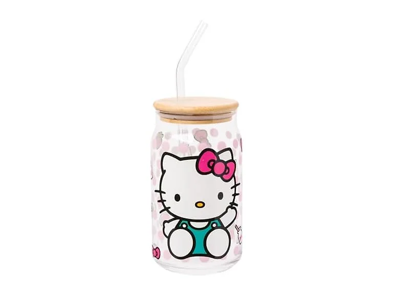 Hello Kitty Strawberry Milk Bow, Glass Tumbler, 16oz