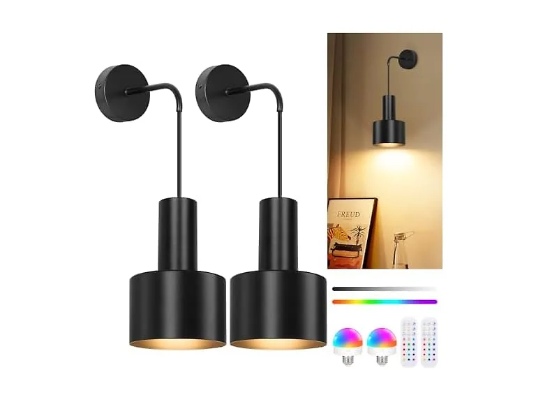 VerRon Rechargeable Battery Operated Wall Sconce Set of Two