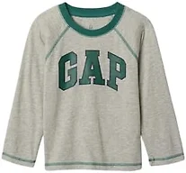 GAP Baby-Boys Long Sleeve Logo Raglan Tee, Light Heather Grey B08, 18-24 Months