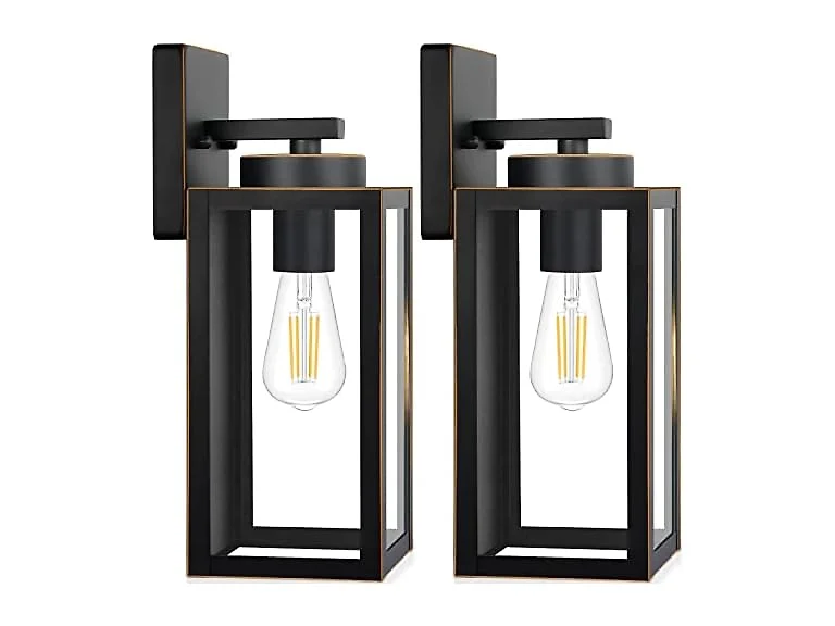 BesLowePorch Lights Black with Gold Trim 2 Pack