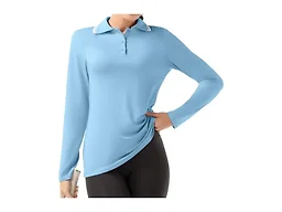 GGOV Women's Golf Polo Shirts Long Sleeve Workout Tops UPF 50+ Sun Protection Quick Dry Lightweight Active Tennis Shirts Lake Blue