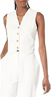 The Drop Women's Sadie Cropped Slim Vest, Ivory, L
