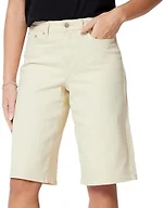 Amazon Essentials Women's Relaxed-Fit Mid-Rise Long Jean Shorts, Ecru, 12