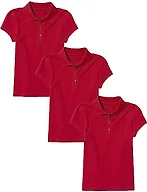 3PK Girls S S Stretch Pique Polo Shirt
