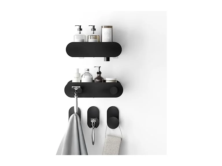 Zenna Home Adhesive Shower Caddy Baskets and Hook Set