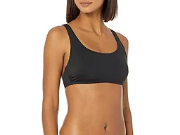 Amazon Essentials Women's Scoop Neck Swim Crop Top, Washed Black, Small