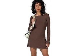 Princess Polly Lukea Long Sleeve Mini Dress Brown