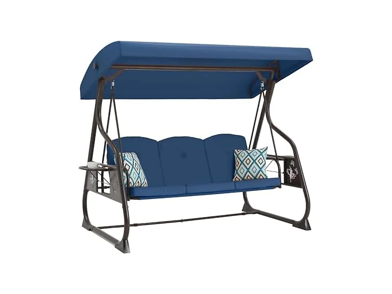 ZZW 3-Seat Patio Porch Swing 800LBS Outdoor Swing with Stand