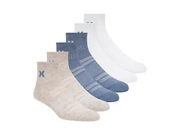 Hurley H600995 10-13 Hurley Men's 12-Pairs Quarter Crew Socks BEIGE/BLUE/WHITE